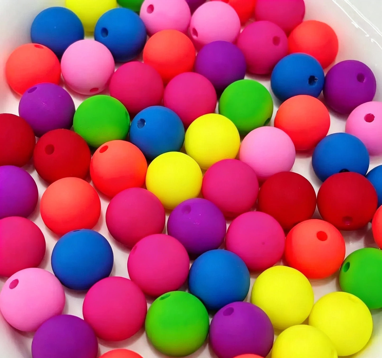 Mixed Matte Fluorescent Neon Beads Acrylic Round Beads